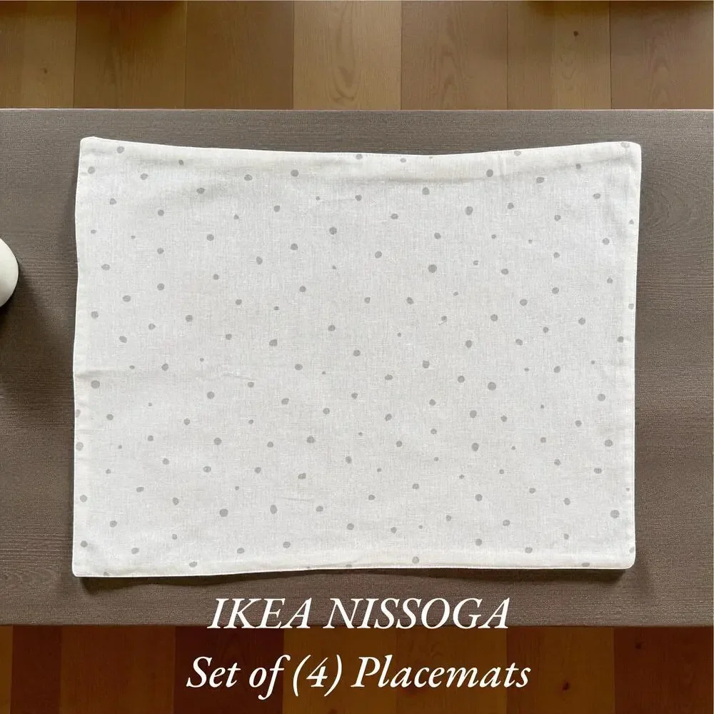 IKEA NISSOGA Gray & White Reversible Placemats 17 ¾x13 ¾ 
